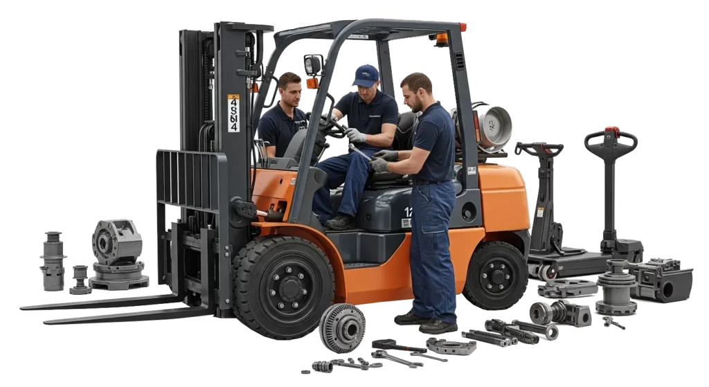 three-forklift-technicians